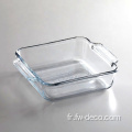 Plat de cuisson carré en verre transparent premium 8 "